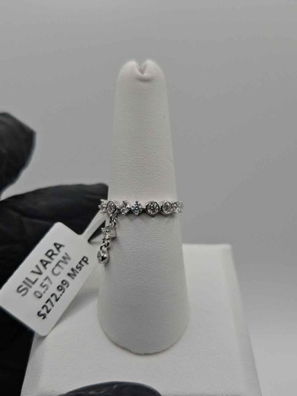 .925 Sterling Silver 0.57 CTW Moissanite Charm Ring Size 7